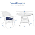 5-piece White Resin Wicker Dining Set