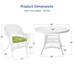 5-piece White Resin Wicker Dining Set