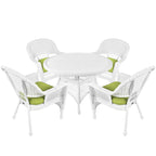 5-piece White Resin Wicker Dining Set