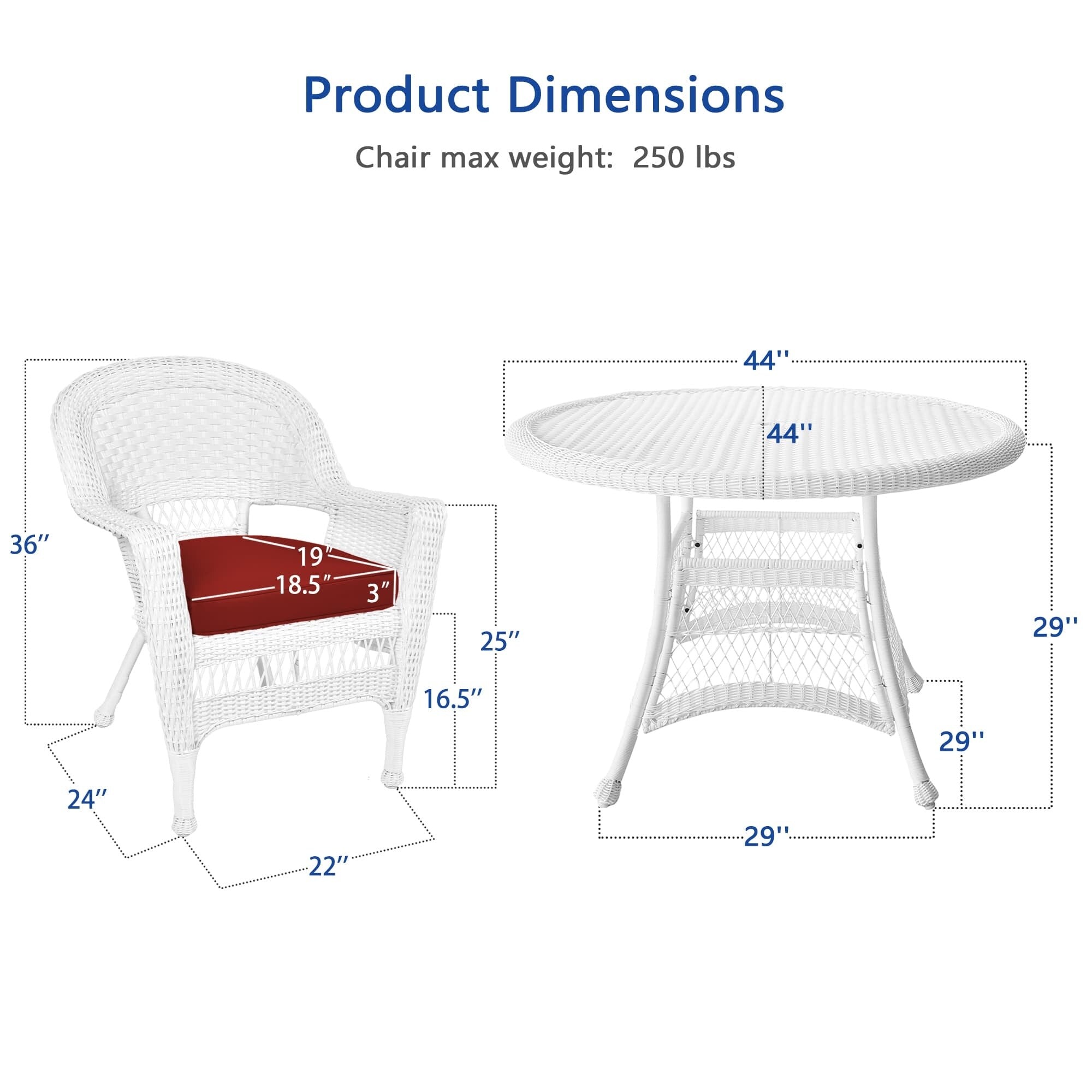 5-piece White Resin Wicker Dining Set