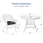 5-piece White Resin Wicker Dining Set
