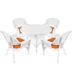 5-piece White Resin Wicker Dining Set