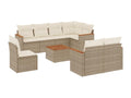 9-piece garden furniture set with cushions, beige woven resin