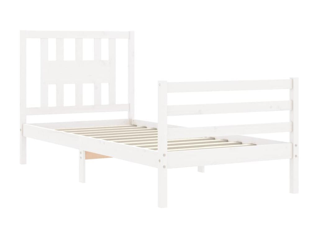 Bed frame without mattress, white, solid wood
