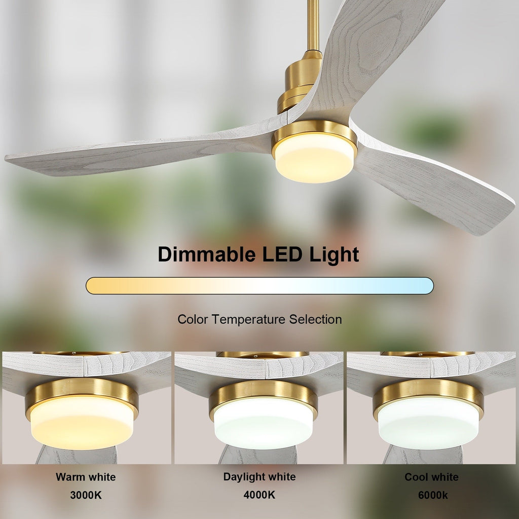 Sofucor 52 Indoor Wood Ceiling Fan Light with Remote, Integrated Light Optional