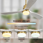 Sofucor 52 Indoor Wood Ceiling Fan Light with Remote, Integrated Light Optional
