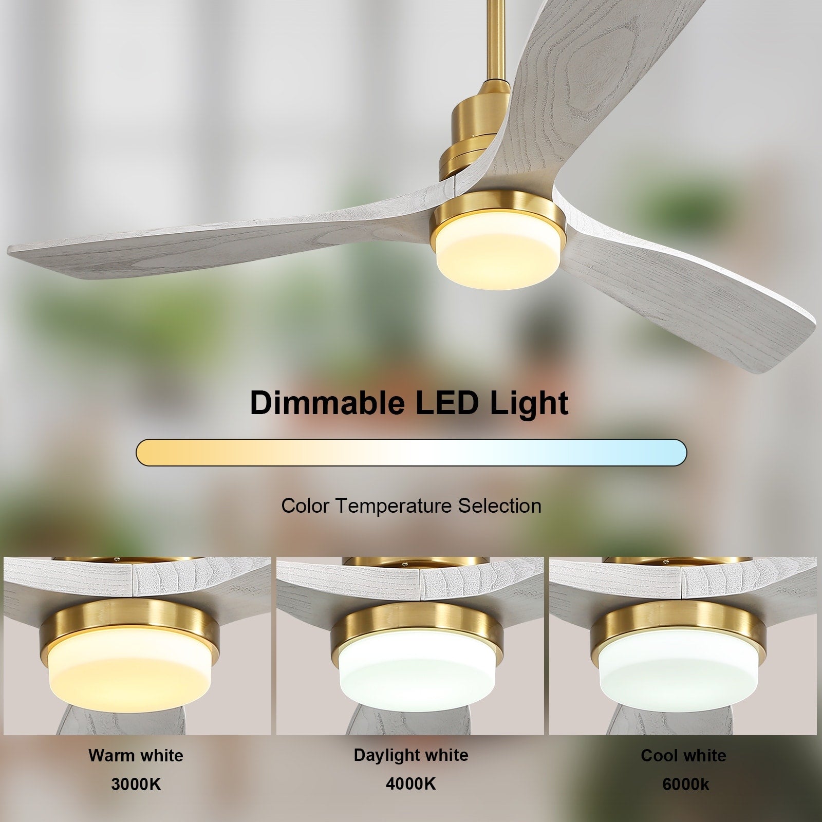 Sofucor 52 Indoor Wood Ceiling Fan Light with Remote, Integrated Light Optional