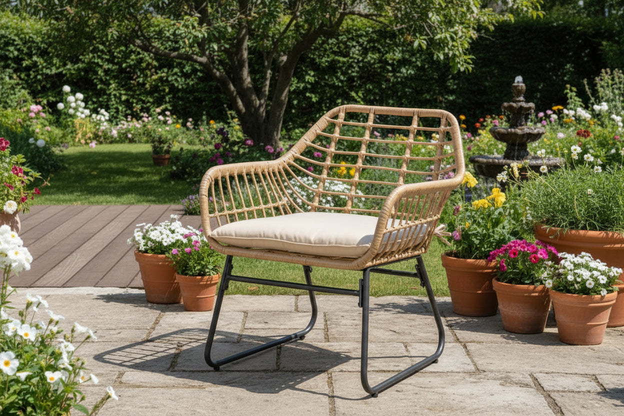 Laviecasa Sesame woven resin garden furniture set with rectangular coffee table - 4 seats - Laviecasa LZZA32931