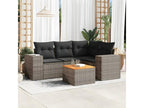 5-piece garden furniture set with grey resin wicker cushions