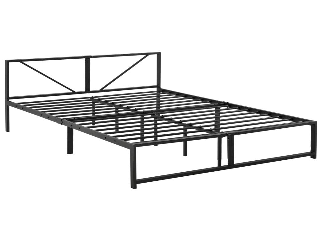 Meublori Double Bed Frame in Metal 180x200 cm Black Meublori