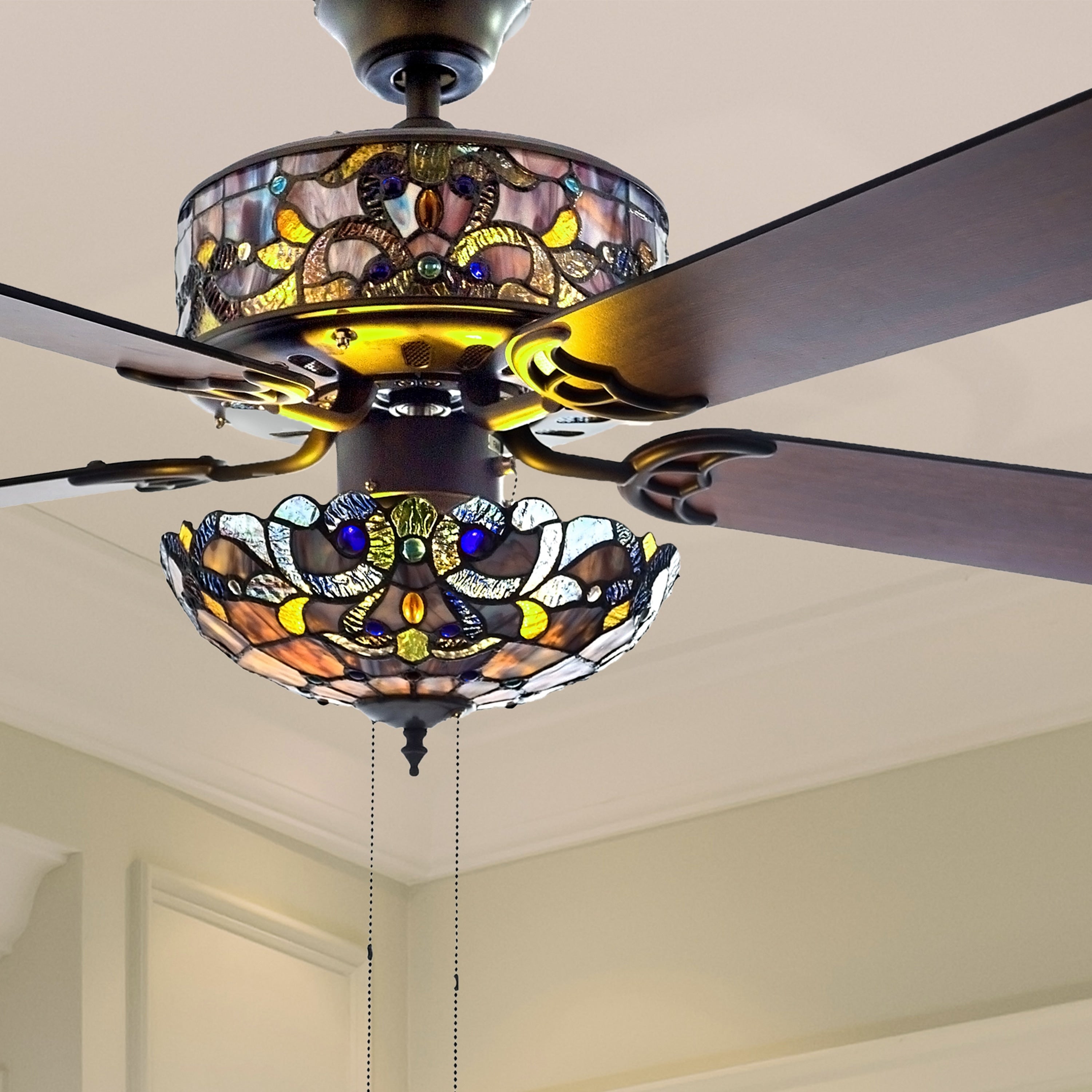Copper Grove Guasipati 52-inch Tiffany-style Magna Carta Ceiling Fan - 52L x 52W x 16.5