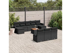 11-piece garden furniture set with cushions, black resin wicker