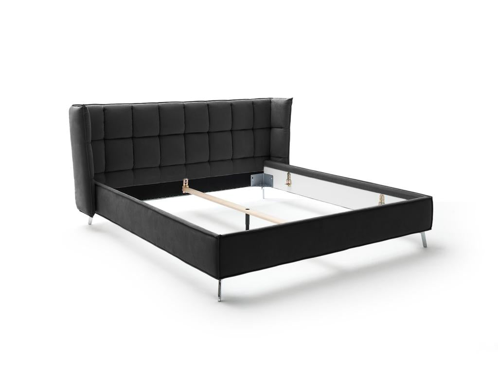Bed - Black woven fabric - Furniture