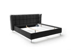 Bed - Black woven fabric - Furniture