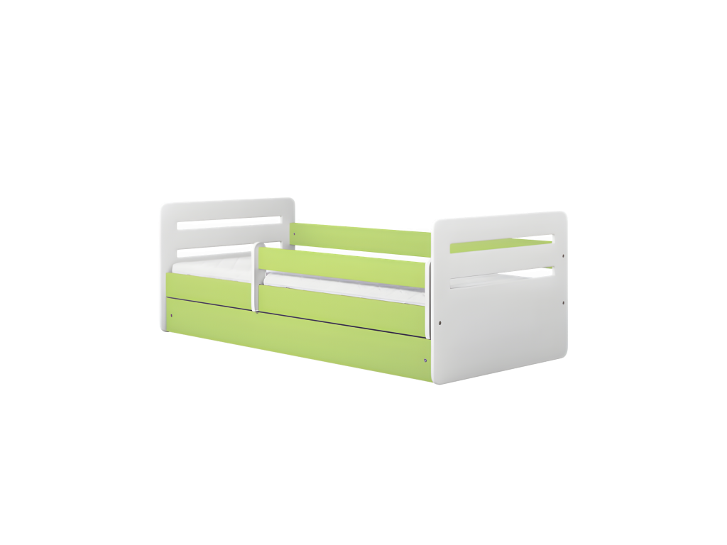 Green Meublori bed with drawer, mattress not included (180/80 cm)