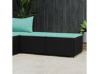 Garden footrest with cushions, 2 pcs, black woven resin