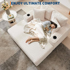 54'' Upholstered Sofa Bed with Pillows and Arms Indoor Oversized Coffee Chair Comfortable Corduroy Sleeper Sofa