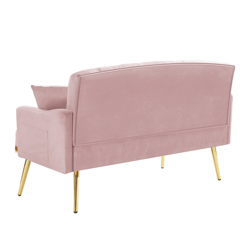 55.5 Velvet 2-Seater Sofa with 2 Pillows, Contemporary Design, and Easy Assembly