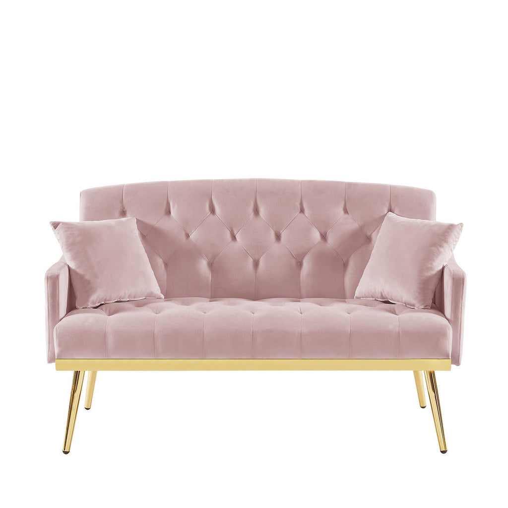 55.5 Velvet 2-Seater Sofa with 2 Pillows, Contemporary Design, and Easy Assembly