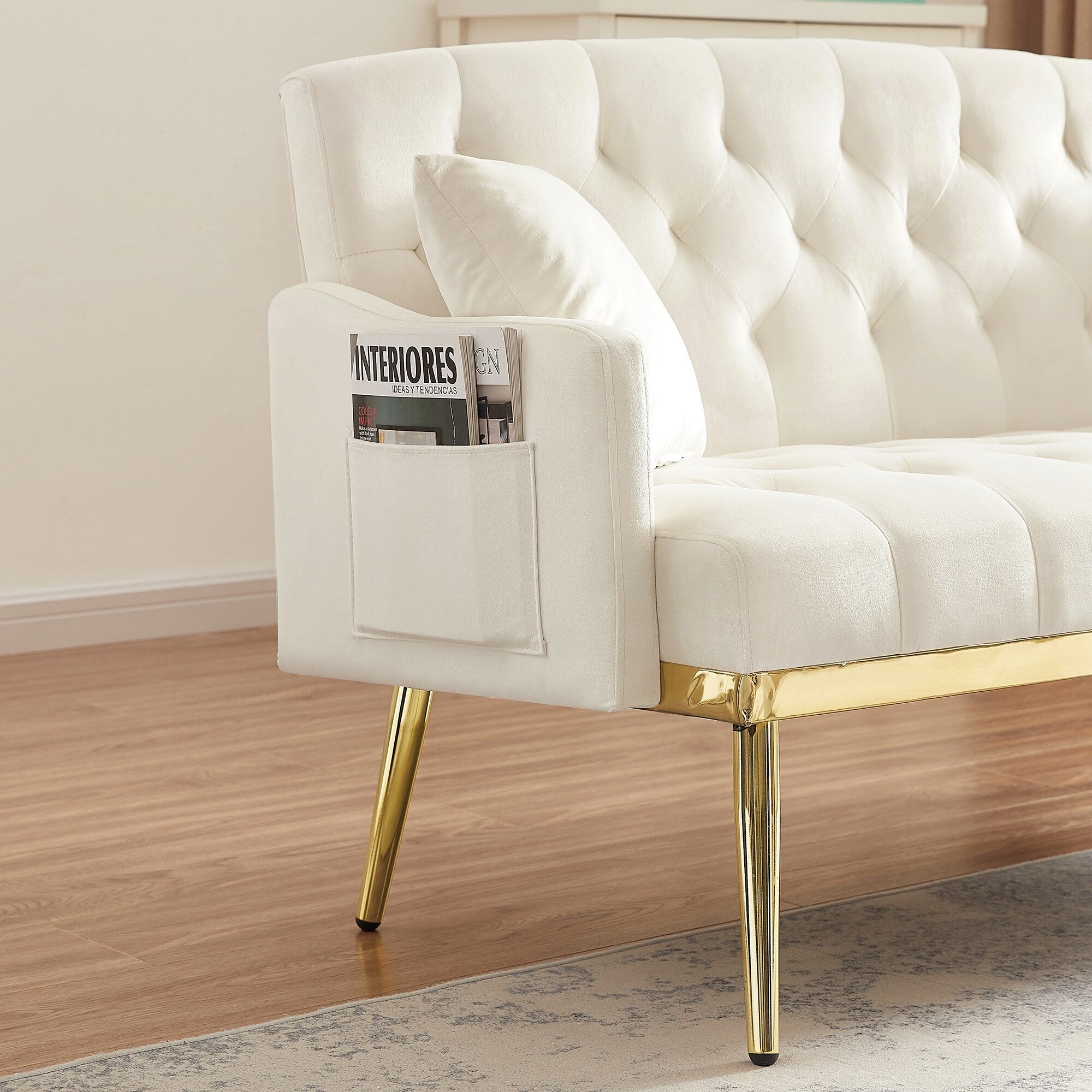 55.5 Velvet 2-Seater Sofa with 2 Pillows, Contemporary Design, and Easy Assembly