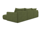Panoramic corner sofa bed in chenille fabric - bottle green - Meublori