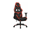 Massage gaming chair with footrest, black/red faux leather