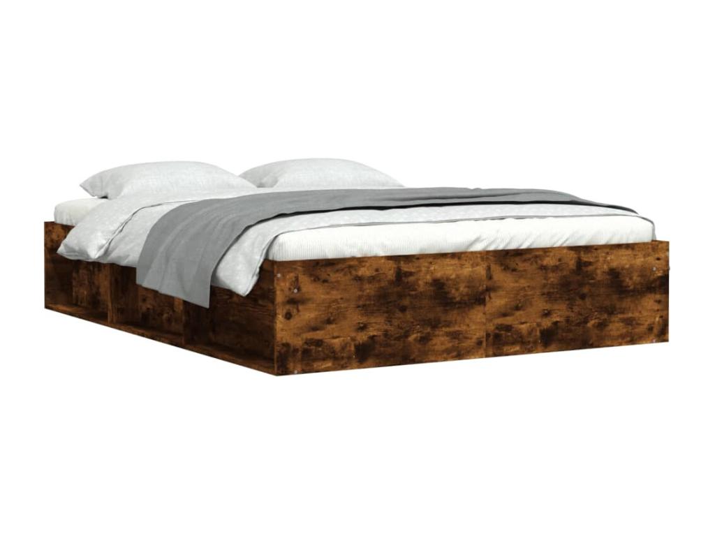 Smoked oak bed frame without mattress, 140x200 cm