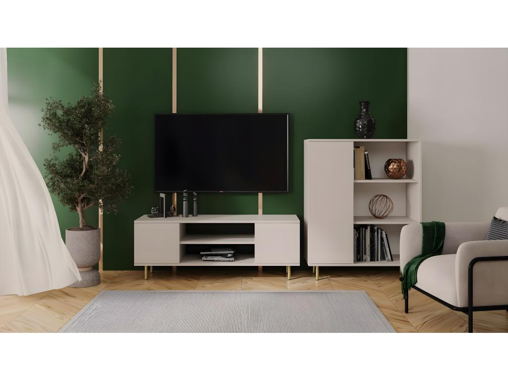 Meublori RTV155 2D TV Stand 155x40x48 Natural Light