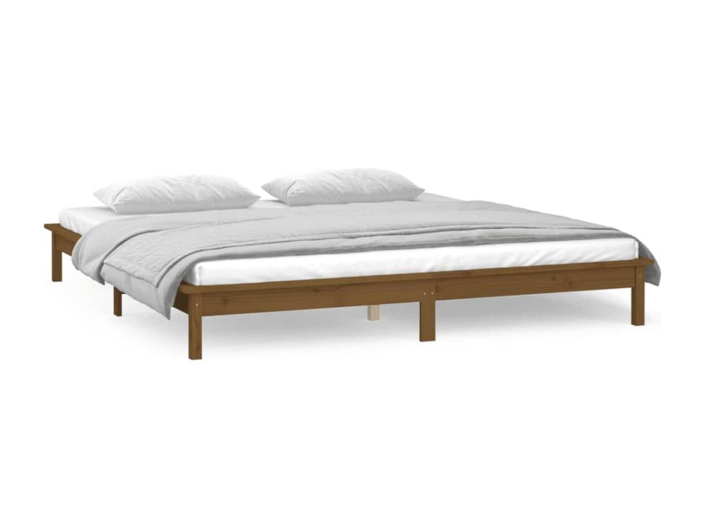 LED bed frame without mattress, 160x200 cm, solid wood