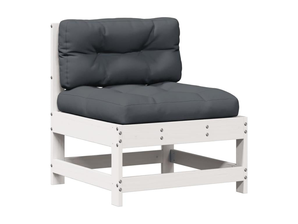 5-piece garden furniture set with cushions, white, solid pine wood