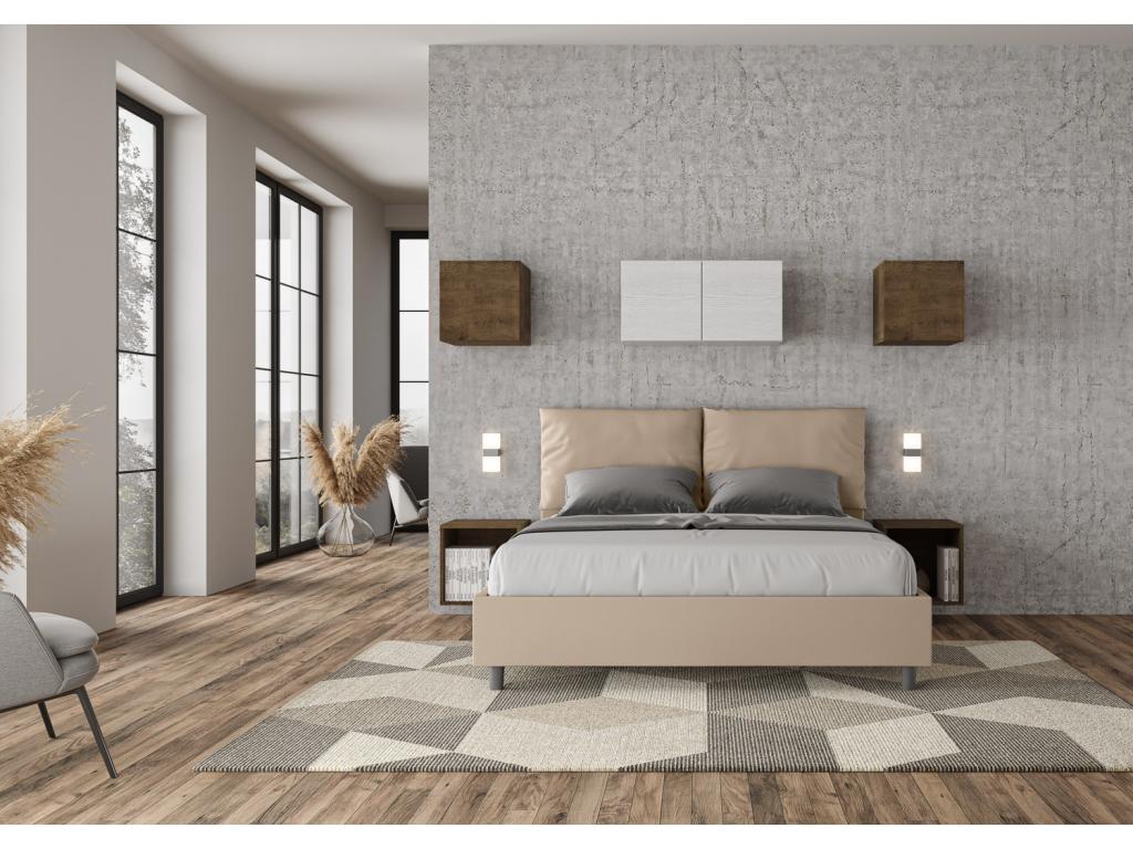 Upholstered bed without slatted base, 160x210 cm, faux leather, Meublori