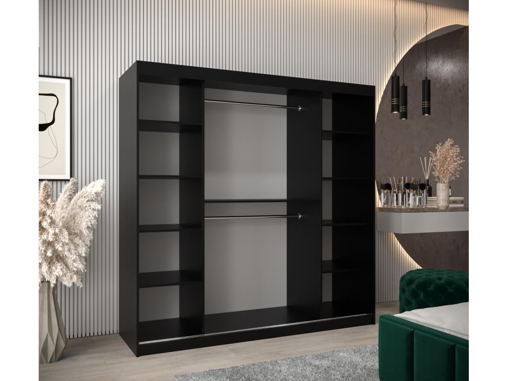 Meublori Sliding Door Wardrobe 200/200/62 2 Doors Black/Meublori
