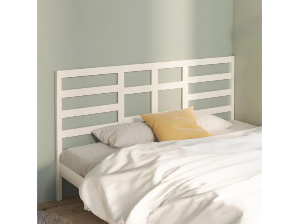 White headboard 206x4x104 cm Solid pine wood