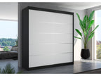 Black and white 2-door sliding wardrobe for adult bedroom by Meublori, 200cm