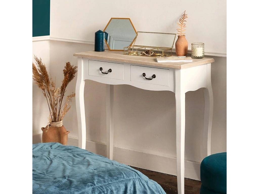 Meublori 2-Drawer Console Table, 86cm, Natural