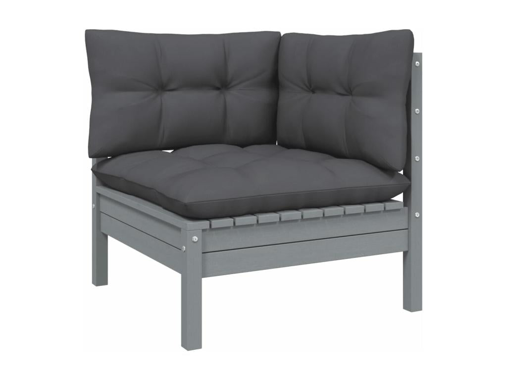 5-piece garden furniture set with grey pine wood cushions