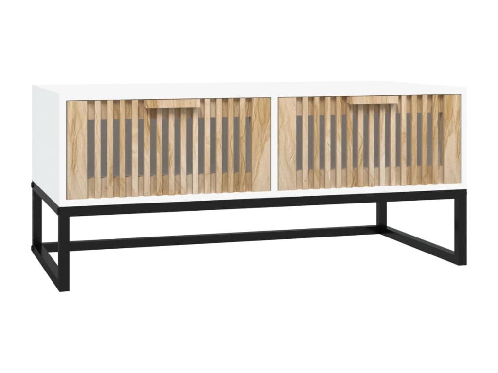 White coffee table 80x40x35 cm Engineered wood and iron