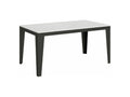 Extendable rectangular table for 6 to 12 people, L 160 to 264cm, white with dark grey steel legs, Laviecasa MCPK08507
