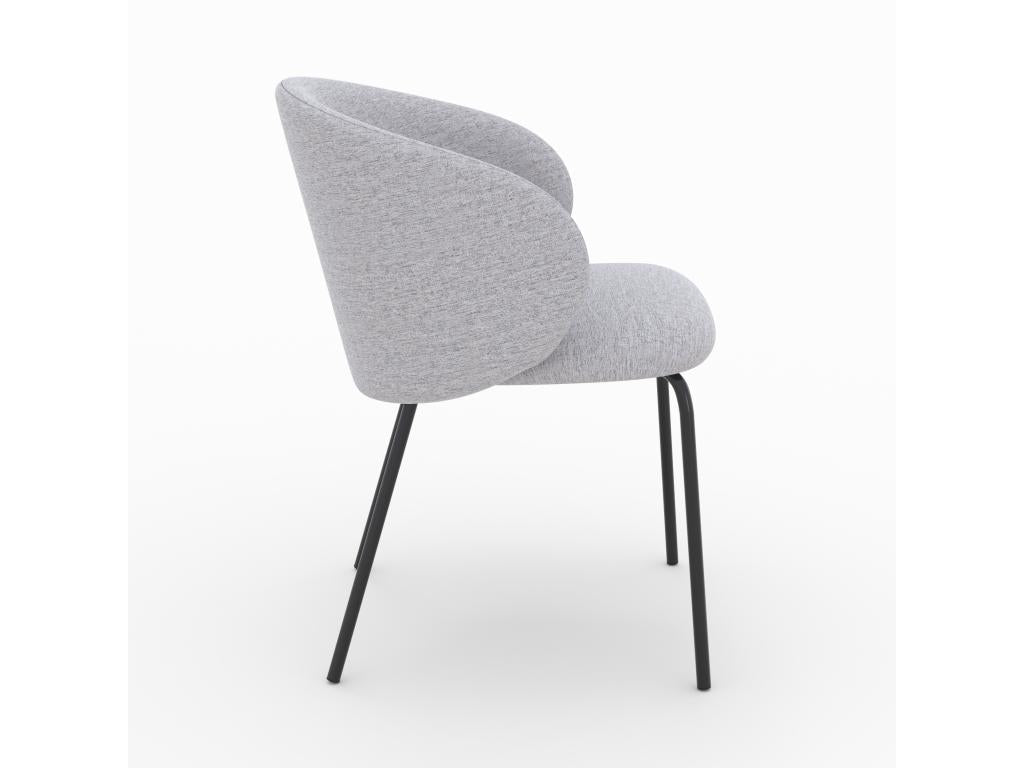 Set of 2 chairs in light grey fabric with black metal legs - Victoria