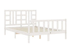 Bed frame with white double headboard, solid wood