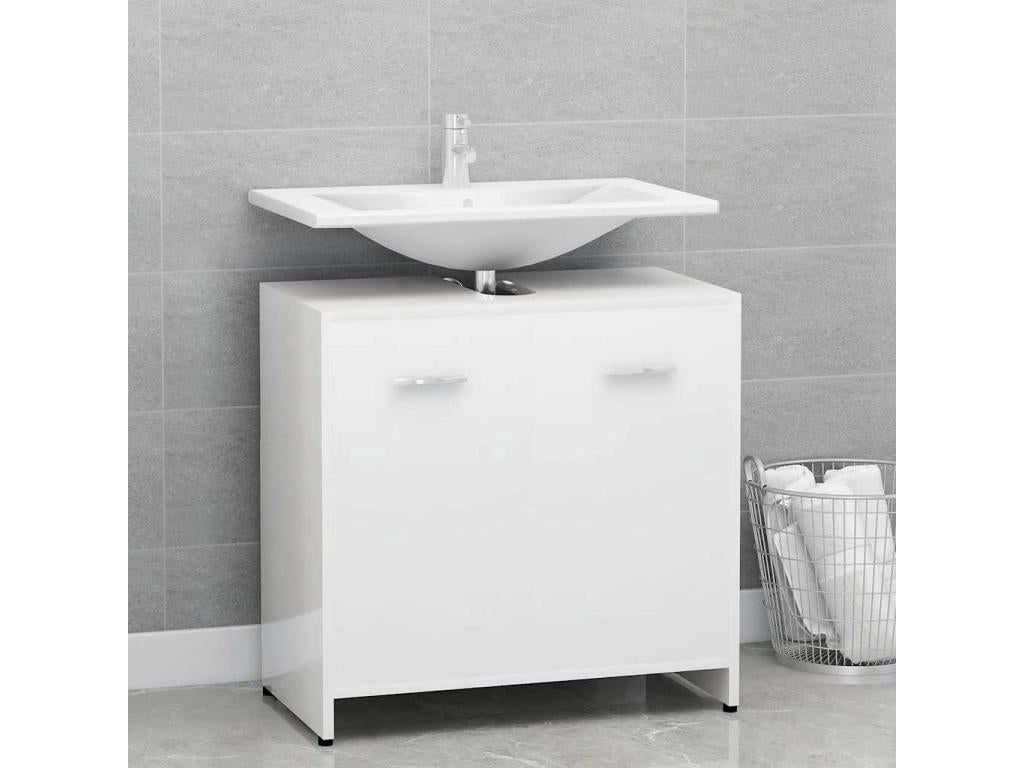 High Gloss White Engineered Wood Bathroom Cabinet HQPD74987