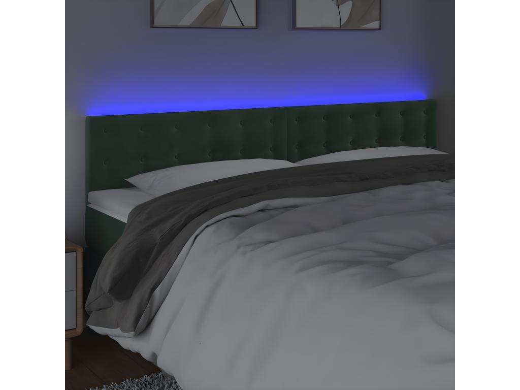 Dark Green LED Headboard 160x5x78/88 cm Velvet