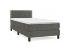 Meublori bed base and mattress, dark grey, 90x200 cm, velvet