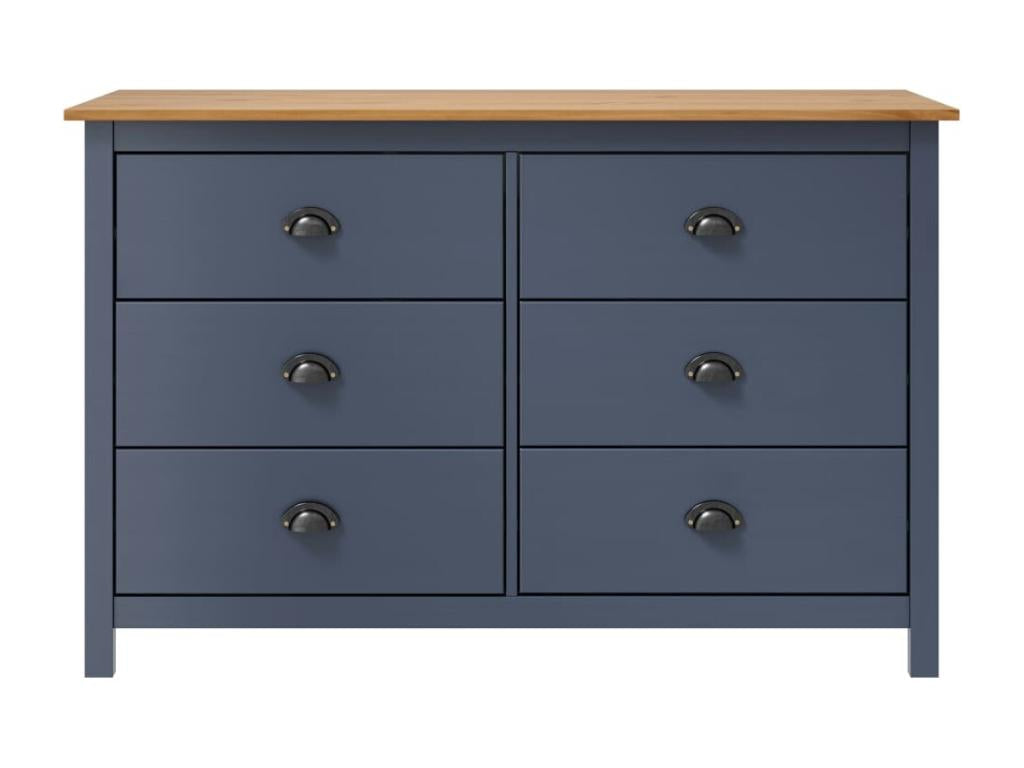 Meublori Grey Buffet 125x40x80 cm Solid Pine Wood