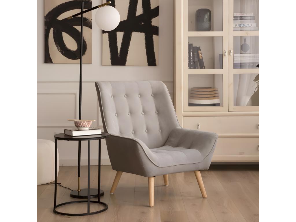 Grey fabric and wood armchair Meublori 83x93
