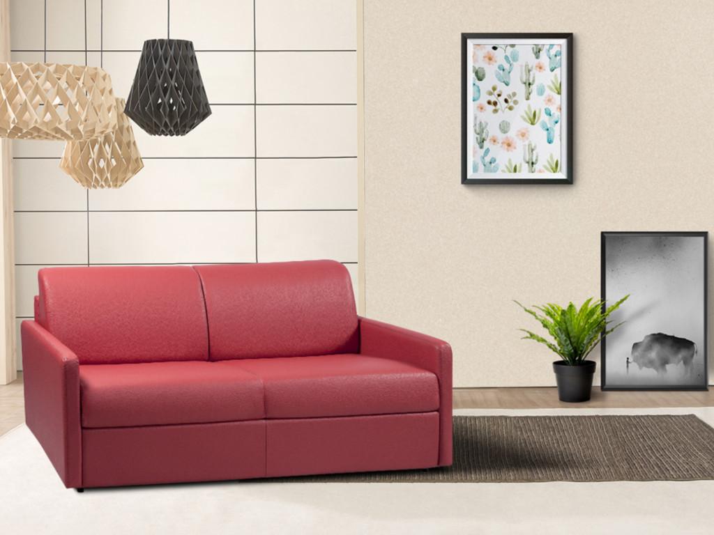 Meublori 2-seater express convertible sofa in faux leather - 120 cm sleeping area - 18 cm mattress