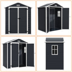 6 ft x 4 ft/6 ft x 8 ft/8 ft x 6 ft/8 ft x 10 ft All-Weather Resin Outdoor Plastic Storage Shed w/Floor, Spire Tool Shed