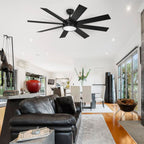 Moasis Matte Black 60-in 8-Blade Ceiling Fan with LED Light and Remote Control - 60