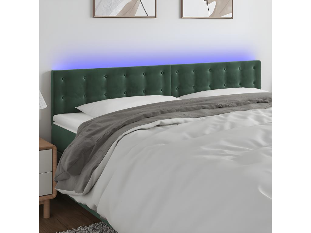Dark Green LED Headboard 160x5x78/88 cm Velvet