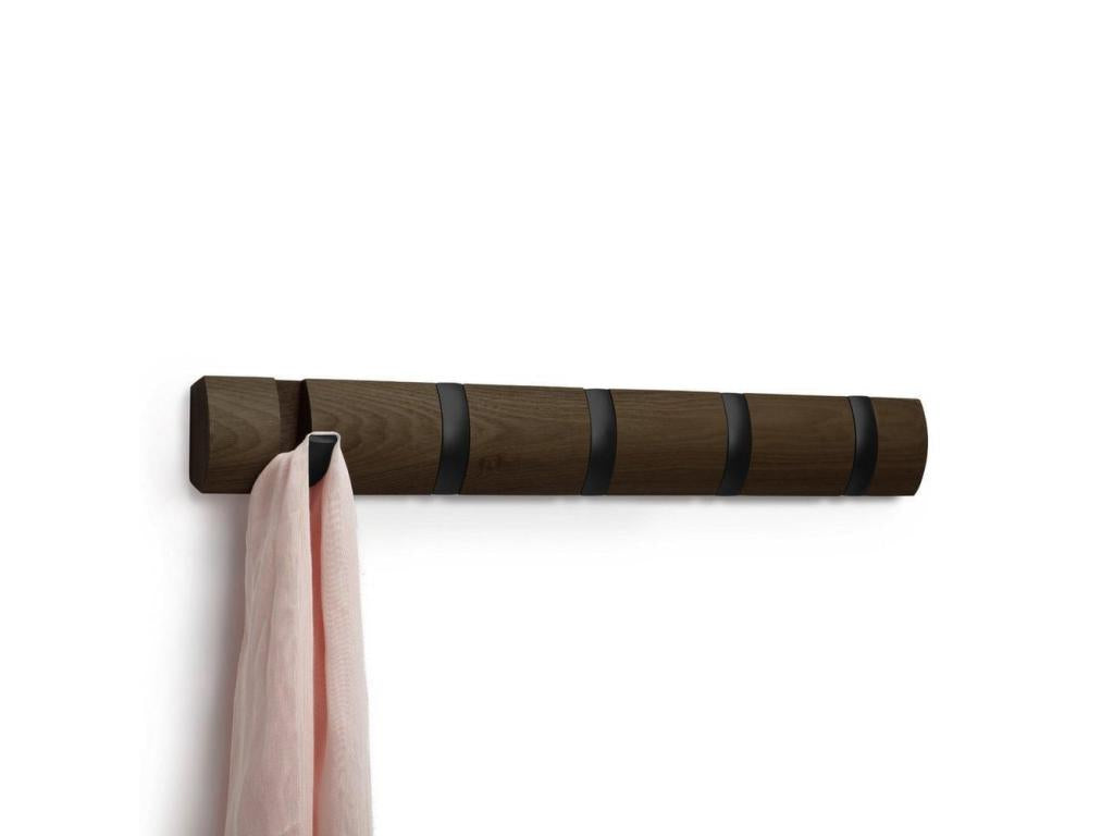 Meublori coat rack with 5 hooks, Chocolate/Dark